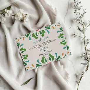 Tarjeta De Agradecimiento Boda de Fiesta Floral Colorida de Arte Popular Mex