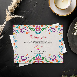 Tarjeta De Agradecimiento Boda de Fiesta Floral de Colorido Mexicano