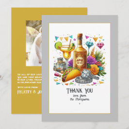 Tarjeta De Agradecimiento Boda de Fiesta Mexicana Taco y Tequila