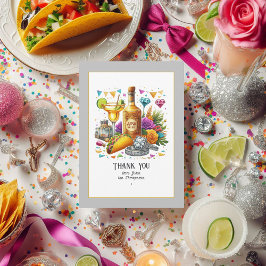 Tarjeta De Agradecimiento Boda de Fiesta Mexicana Taco y Tequila