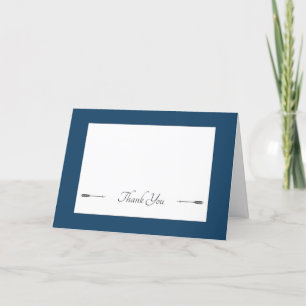 Tarjeta De Agradecimiento Boda de flechas minimalistas   Azul de Marsella