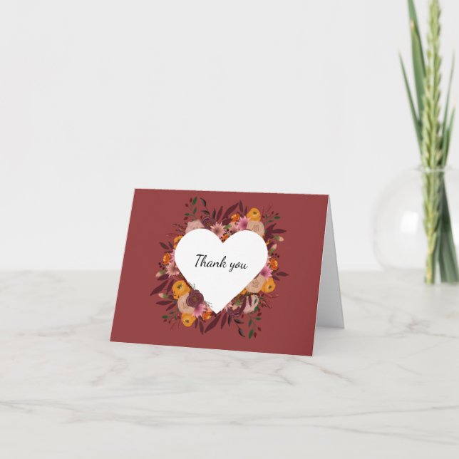 Tarjeta De Agradecimiento Boda de Flor Caída en Blanco Gracias Cartas (Anverso)