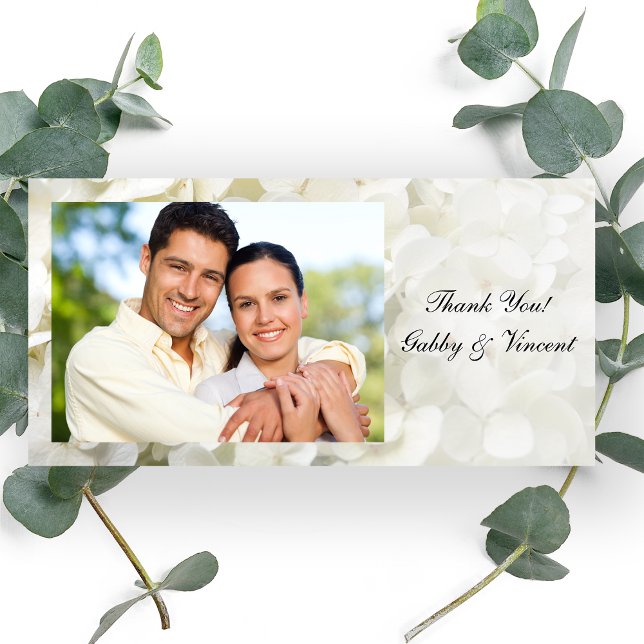 Tarjeta De Agradecimiento Boda de Flor de Hidrangea Blanca Gracias (Subido por el creador)