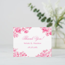 Tarjeta De Agradecimiento Boda De Flor De Toile Rosa Vintage