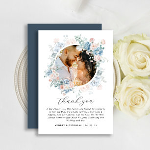 Tarjeta De Agradecimiento Boda de flor floral de color acuático moderno