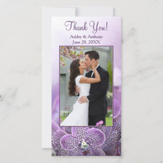 Tarjeta De Agradecimiento Boda De Flor Orquídea Púrpura Gracias Fototarjeta