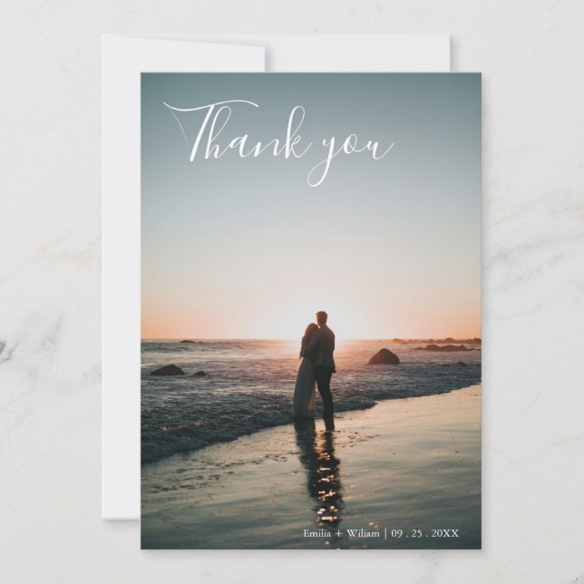 Tarjeta De Agradecimiento Boda de Flor Silvestre Botánica Romántica (Anverso)