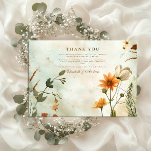 Tarjeta De Agradecimiento Boda de flor silvestre Sunset Meadow