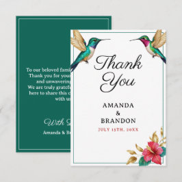 Tarjeta De Agradecimiento Boda de Flor Tropical Rojo