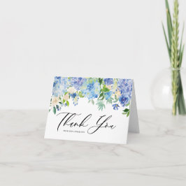 Tarjeta De Agradecimiento Boda de Floral de Hortensia Azul Acuarela