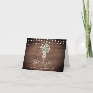 Tarjeta De Agradecimiento Boda de Floral Rusa Mason Jar Lights Gracias