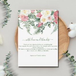 Tarjeta De Agradecimiento Boda de Floral Verde Eucalipto Blanco Rosa