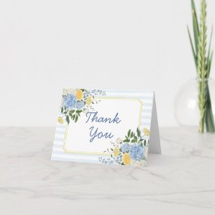 Tarjeta De Agradecimiento Boda de flores a mano azul amarillo