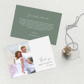 Tarjeta De Agradecimiento Boda de flores blancas de color acuático moderno