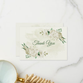 Tarjeta De Agradecimiento Boda de flores blancas de marfil