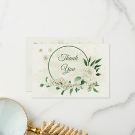 Tarjeta De Agradecimiento Boda de flores blancas de marfil