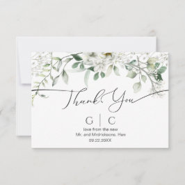Tarjeta De Agradecimiento Boda de Flores Blancas Luminosas