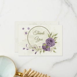 Tarjeta De Agradecimiento boda de flores blancas malvas