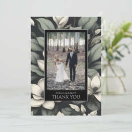 Tarjeta De Agradecimiento Boda de flores blancas y vegetación