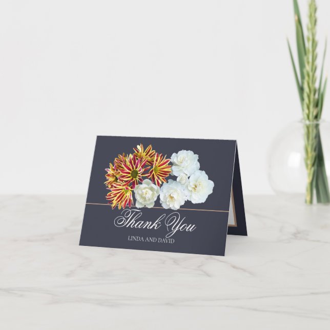 Tarjeta De Agradecimiento Boda de Flores Botánicas Bouquet Floral Gracias (Anverso)