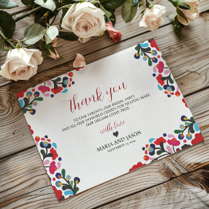 Tarjeta De Agradecimiento Boda de flores botánicas de color floral mexicano