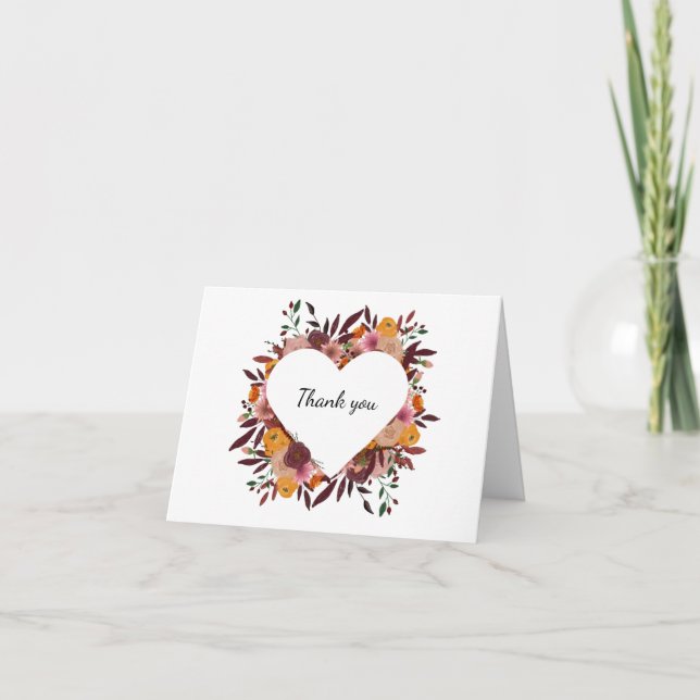 Tarjeta De Agradecimiento Boda de Flores Caídas Blanco Blanc Gracias Cartas (Anverso)