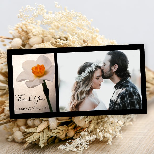 Tarjeta De Agradecimiento Boda de Flores Daffodil de Primavera Blanca Gracia (Subido por el creador)