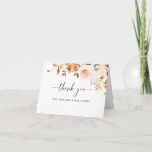 Tarjeta De Agradecimiento Boda de flores de acuarela de otoño