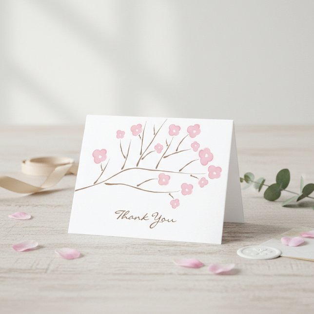 Tarjeta De Agradecimiento Boda de flores de cerezo rosa (Subido por el creador)