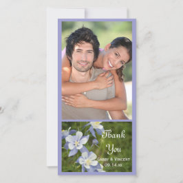 Tarjeta De Agradecimiento Boda de Flores de Columbina Azul Gracias Foto