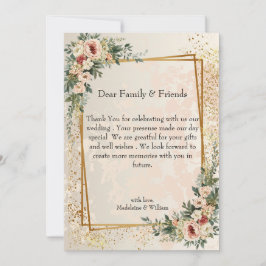Tarjeta De Agradecimiento Boda de flores de jardín elegante de lujo