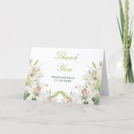 Tarjeta De Agradecimiento Boda de Flores de Lirio Blanco