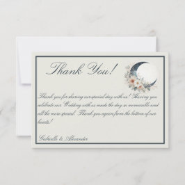 Tarjeta De Agradecimiento Boda de flores de luna blancas
