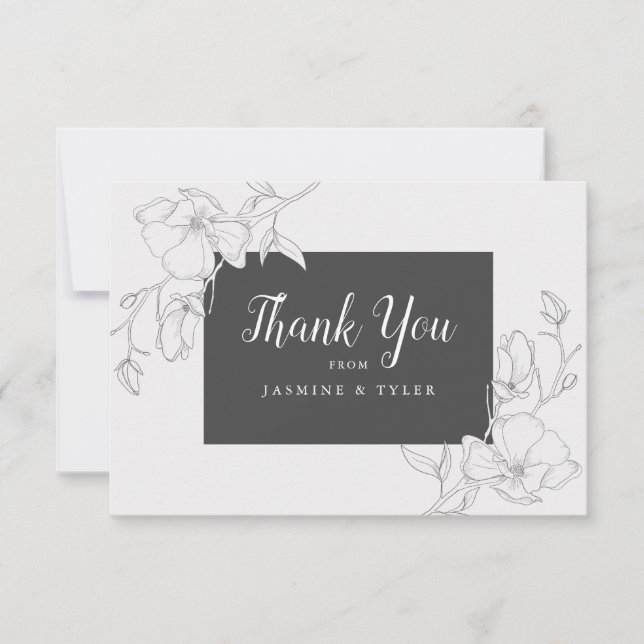 Tarjeta De Agradecimiento Boda de flores de magnolia rusa (Anverso)