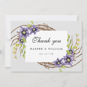 Tarjeta De Agradecimiento Boda de flores de manantial acuarela