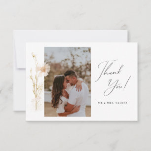 Tarjeta De Agradecimiento Boda de flores de presión romántica