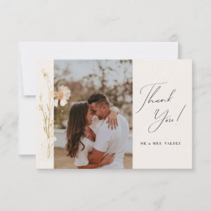 Tarjeta De Agradecimiento Boda de flores de presión romántica Crédito fotogr