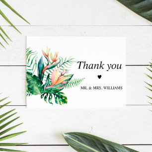 Tarjeta De Agradecimiento Boda de Flores de Verdor Tropical