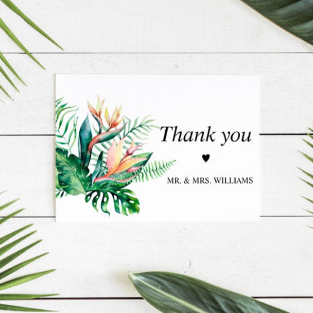 Tarjeta De Agradecimiento Boda de Flores de Verdor Tropical (Subido por el creador)