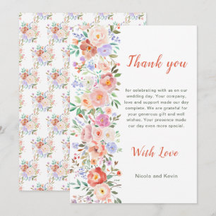 Tarjeta De Agradecimiento Boda de flores florales de primavera
