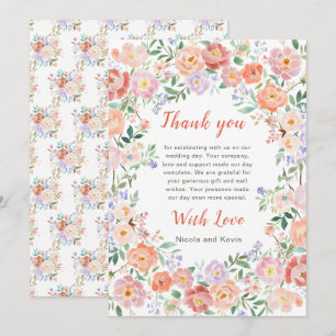 Tarjeta De Agradecimiento Boda de flores florales de primavera