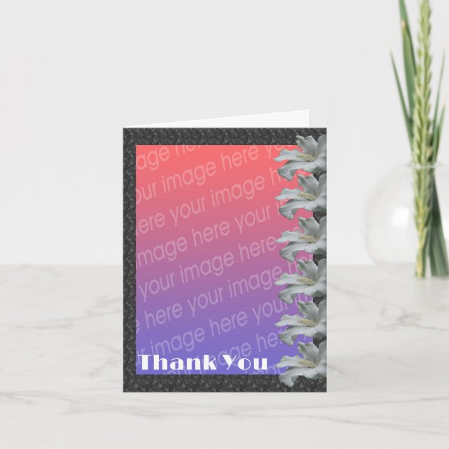 Tarjeta De Agradecimiento Boda de Flores Hibiscus Blancas (Anverso)