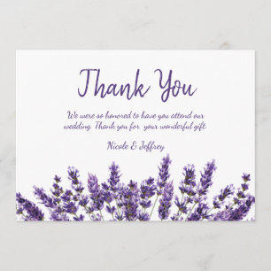 Tarjeta De Agradecimiento Boda de Flores Lilac Purple Lavender Gracias