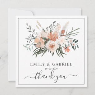 Tarjeta De Agradecimiento Boda de flores rosadas