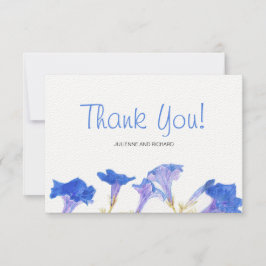 Tarjeta De Agradecimiento Boda de Flores Rústicas Florales Azules Gracias