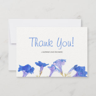 Tarjeta De Agradecimiento Boda de Flores Rústicas Florales Azules Gracias