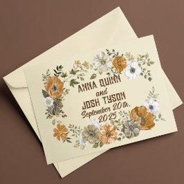 Tarjeta De Agradecimiento Boda de Flores Rústicas Tonadas en la Tierra