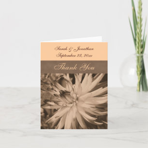 Tarjeta De Agradecimiento Boda de flores Sepia Dahlia
