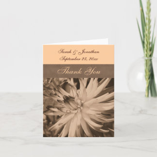 Tarjeta De Agradecimiento Boda de flores Sepia Dahlia