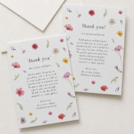 Tarjeta De Agradecimiento Boda de flores silvestres
